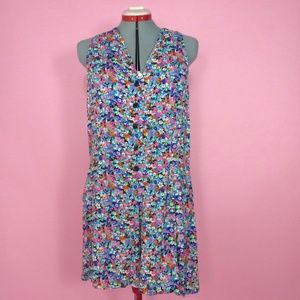 Vintage Unique Floral Romper Cutout Back